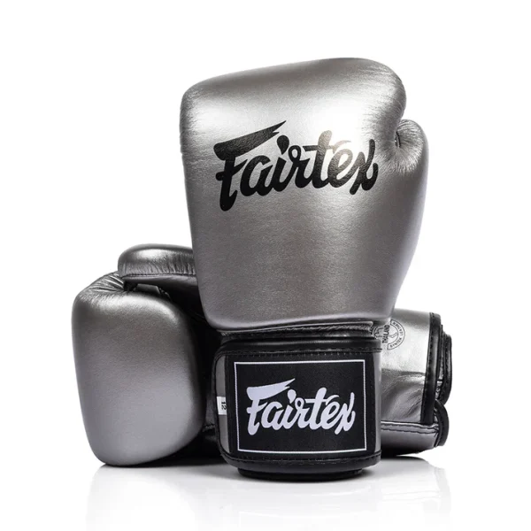 Fairtex BGV1C-PLUS Microfibre Gunmetal gloves left glove in front premium finish