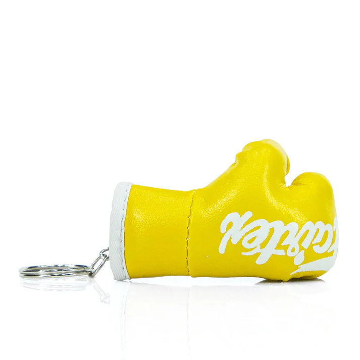 Fairtex KC1 Boxing Glove Keyring Yellow side view bright keychain glove