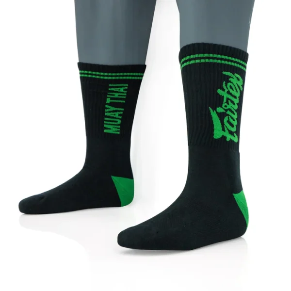 Fairtex Sports Socks Green action shot worn during training movement