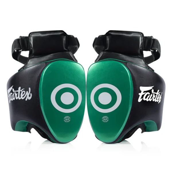 Fairtex TP5 Thigh Pad Black Green front view training thigh protection