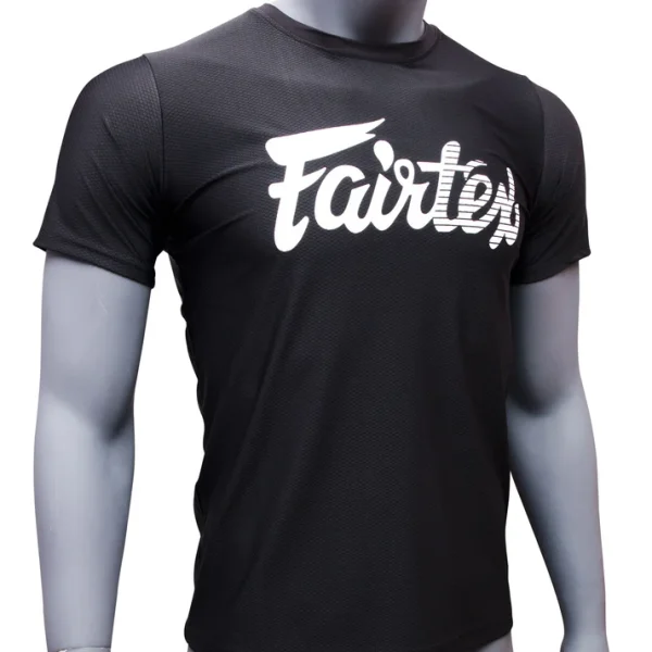 Fairtex TST181 Dry Fit T Shirt Black model wearing training apparel