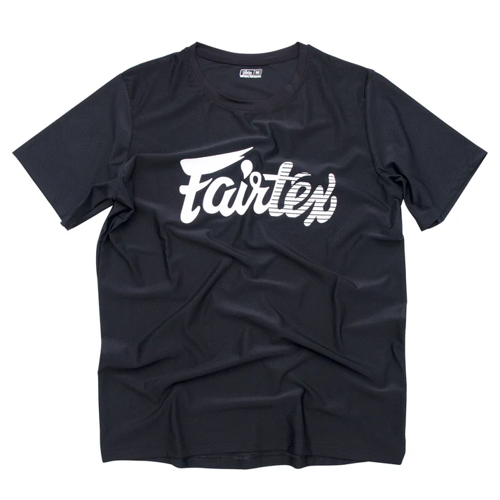 Fairtex TST181 Dry Fit T Shirt Black front view lightweight training tee