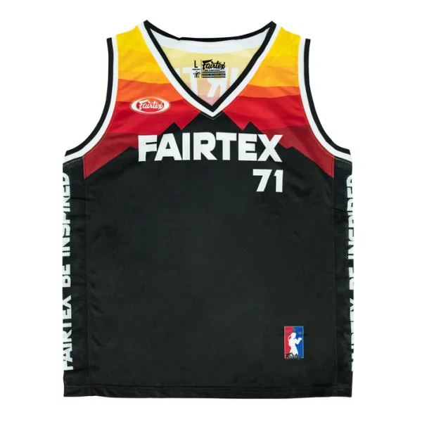 Fairtex JS26 Basketball Jersey Black Orange front view training sports top