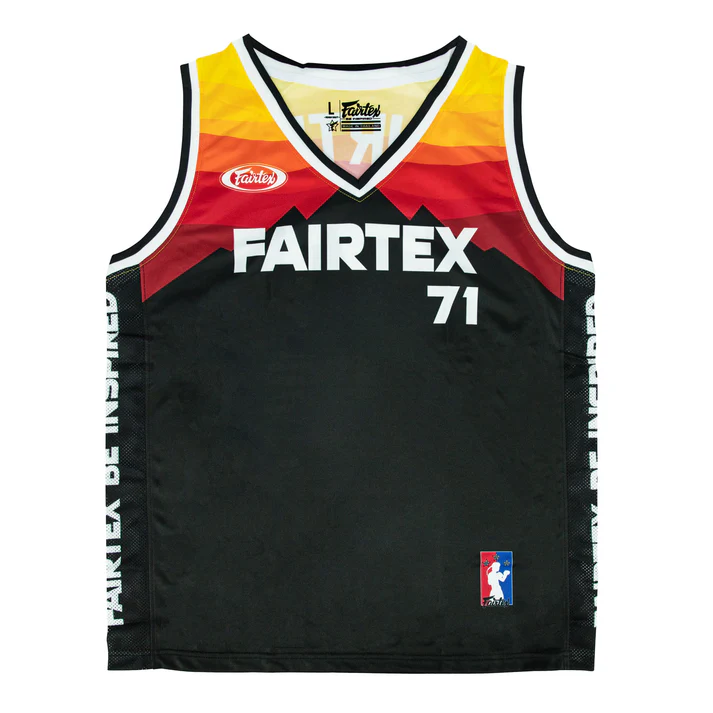 Fairtex JS26 Basketball Jersey Black Orange front view training sports top
