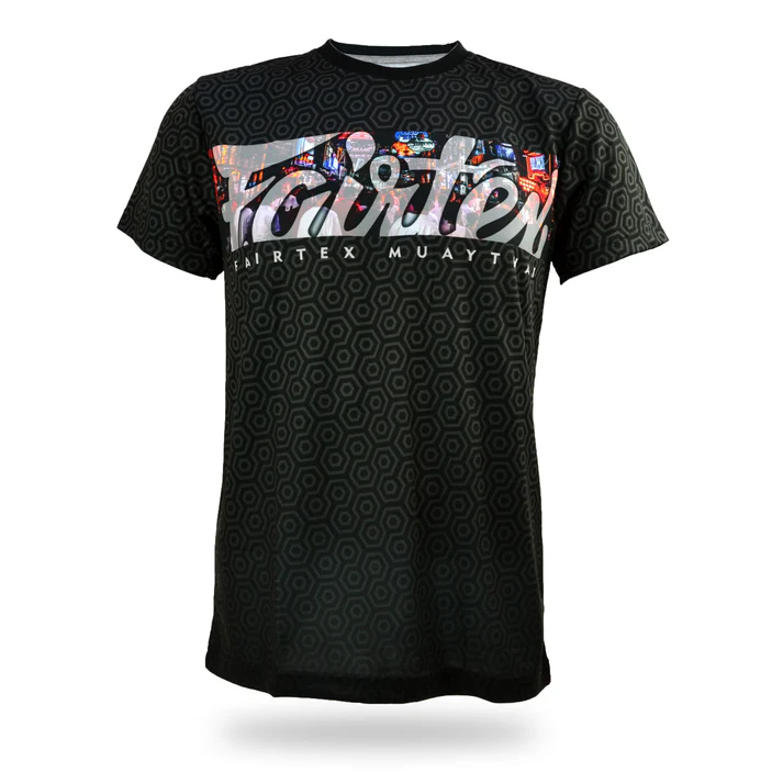 Fairtex TST217 Pattaya Nightlife T-Shirt front angled view limited edition Dri-Fit top