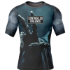 Rashtag Reaper Controlled Violence Rash Guard front view with Controlled Violence chest print