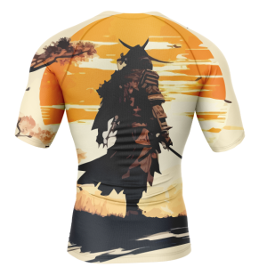 Rashtag Samurai Rash Guard back view with large samurai warrior artwork