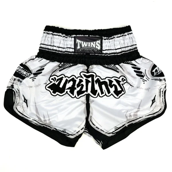 Twins Special Comic Muay Thai Shorts front view comic style Thai shorts