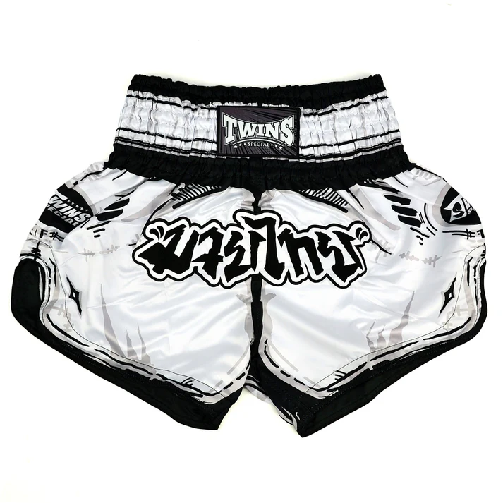 Twins Special Comic Muay Thai Shorts front view comic style Thai shorts