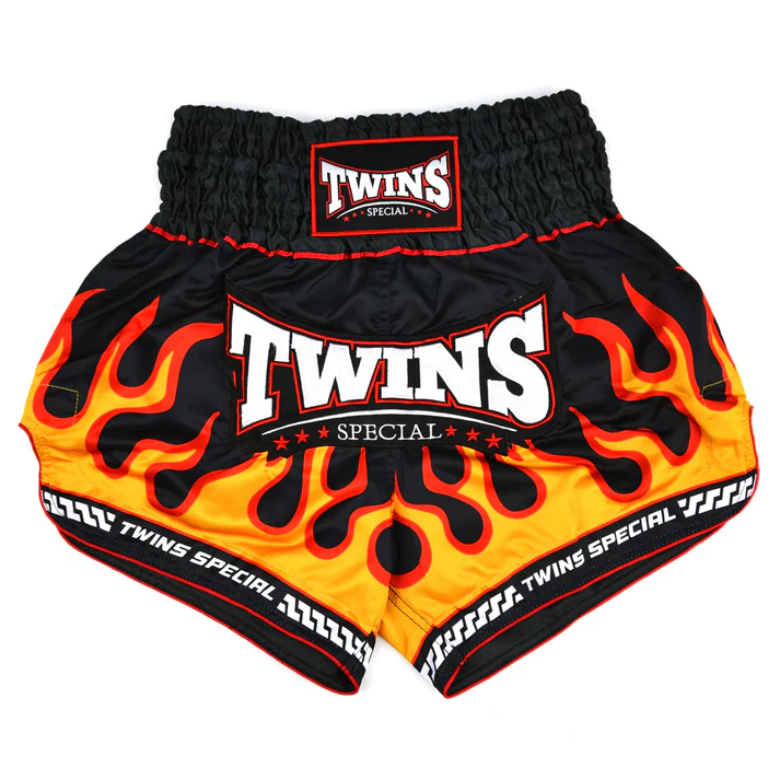Twins Special Flame Muay Thai Shorts front view for Muay Thai and kickboxing