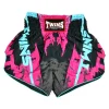 Twins Special Candy Muay Thai Shorts blue and pink front view for Muay Thai