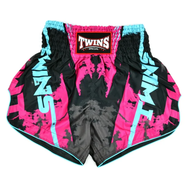 Twins Special Candy Muay Thai Shorts blue and pink front view for Muay Thai