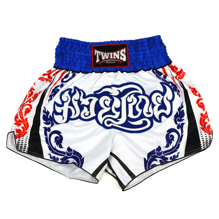 Twins Special Laithai Muay Thai Shorts white front view Muay Thai shorts