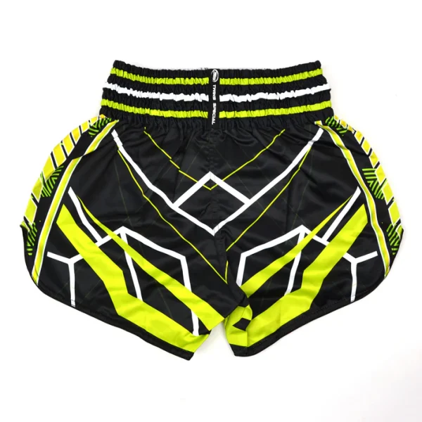 Twins Special Racing Muay Thai Shorts black and green back view