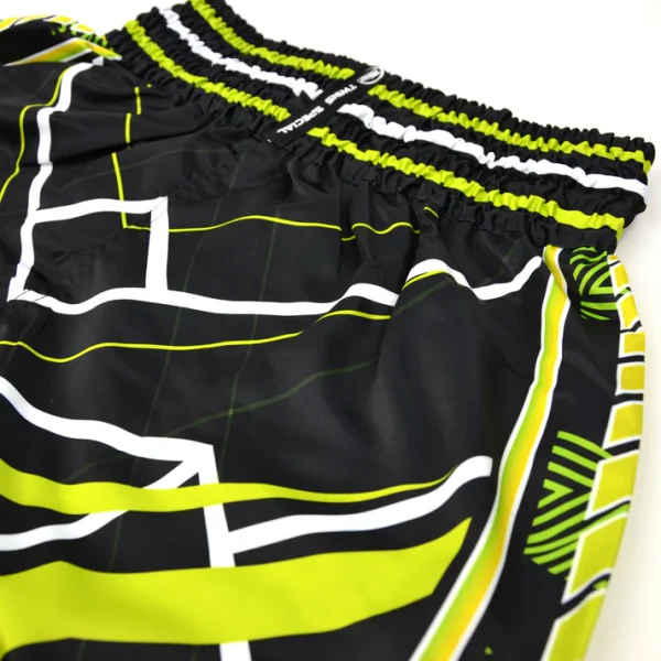 Twins Special Racing Muay Thai Shorts black and green right side detail