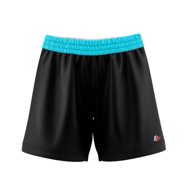 Rashtag Baseline 2-Tone Fight Shorts in black and light blue designed for MMA, no-gi BJJ, wrestling, and grappling, built for high-performance combat sports training