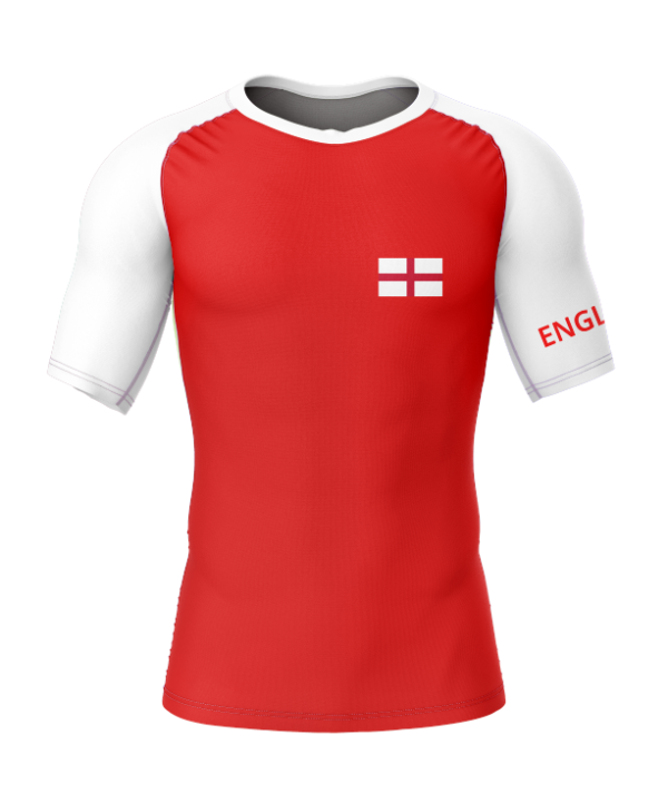 Rashtag England St George Flag Rashguard front view with England flag design