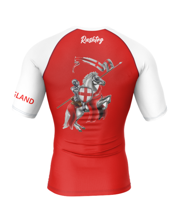 Rashtag England St George Flag Rashguard back view with knight holding St George flag