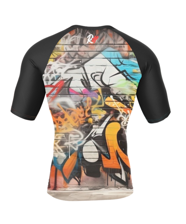 Rashtag Graffiti Rash Guard back view with reverse graffiti design