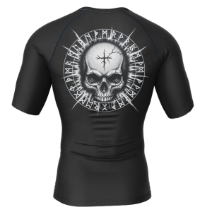 Rashtag Viking No Fear Rash Guard back view with skull design