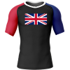 Rashtag Union Jack UK Rash Guard front view with Union Jack flag on the chest and red white and blue sleeves for MMA, no-gi BJJ, wrestling, and combat sports