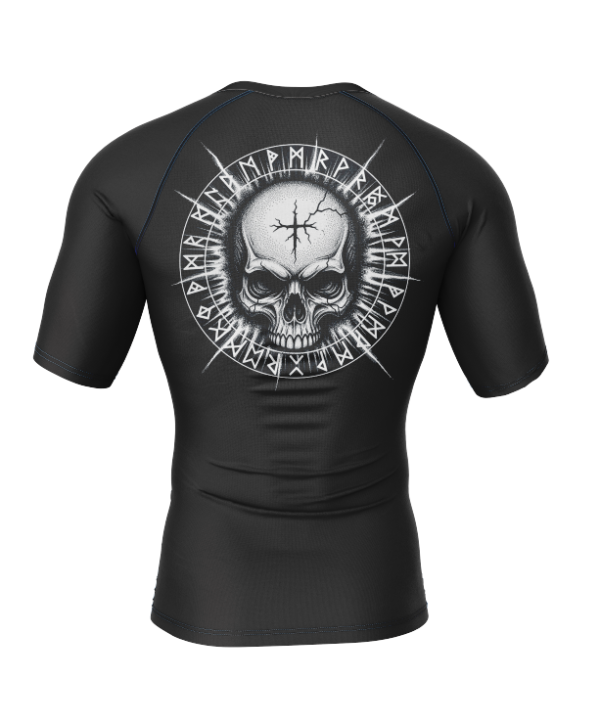 Rashtag Viking No Fear Rash Guard back view with skull design