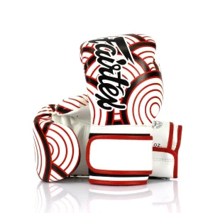 Fairtex BGV14WR Wave of Kanagawa Boxing Gloves in White/Red – front view