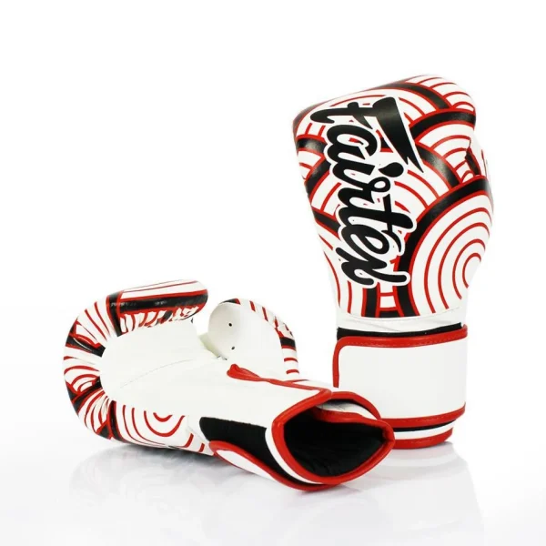 Fairtex BGV14WR Wave of Kanagawa Boxing Gloves in Black – view 2 Fairtex BGV14WR Wave of Kanagawa Boxing Gloves in White/Red – view 2