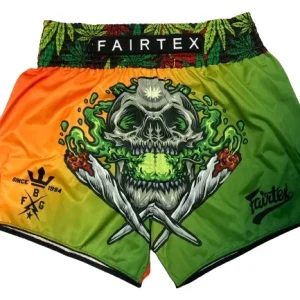 Fairtex BS Cannabis Muay Thai Shorts in Green – front view