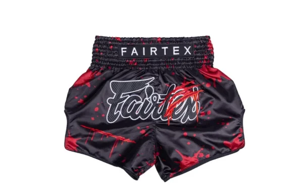 Fairtex BS-Halloween Demon's Bite Muay Thai Shorts in Black – front view Fairtex BS-Halloween Demon's Bite Muay Thai Shorts in Black/Red – front view