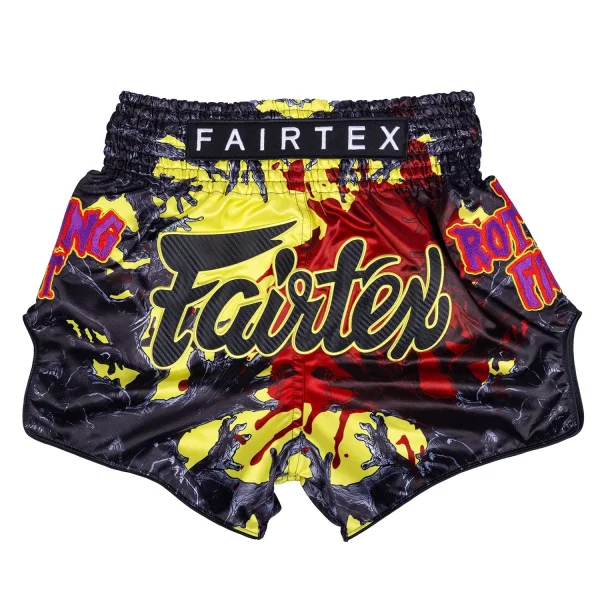 Fairtex BS-Halloween Rotting Fist Muay Thai Shorts in Black – view 5 Fairtex BS-Halloween Rotting Fist Muay Thai Shorts in Black/Red/Yellow – view 5