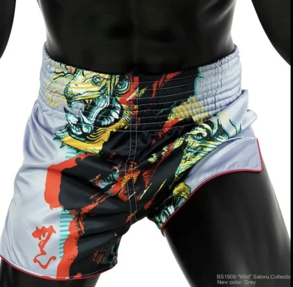 Fairtex BS1909 Muay Thai Shorts in Black – front view Fairtex BS1909 Muay Thai Shorts in Grey – front view