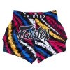 Fairtex BS1956 Colourful Muay Thai Shorts in Black – front view Fairtex BS1956 Colourful Muay Thai Shorts in Multi-coloured – front view