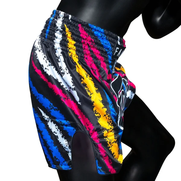 Fairtex BS1956 Colourful Muay Thai Shorts in Black – view 5 Fairtex BS1956 Colourful Muay Thai Shorts in Multi-coloured – view 5