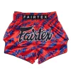 Fairtex Tiger Print Muay Thai Shorts in Red/Blue – front view