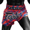 Fairtex Tiger Print Muay Thai Shorts in Red/Blue – view 3