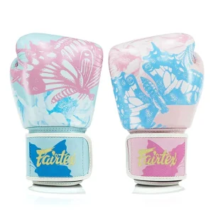 Fairtex Fiore Limited Edition Boxing Gloves in Light Blue/Pink – front view