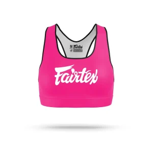 Fairtex SB1 Classic Sports Bra in Pink/White – front view