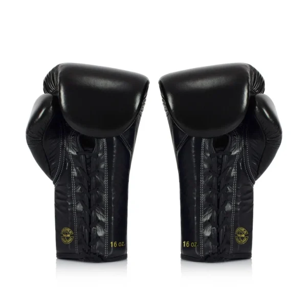 Fairtex x Glory BGLG1 Lace-Up Boxing Gloves in Black – back view