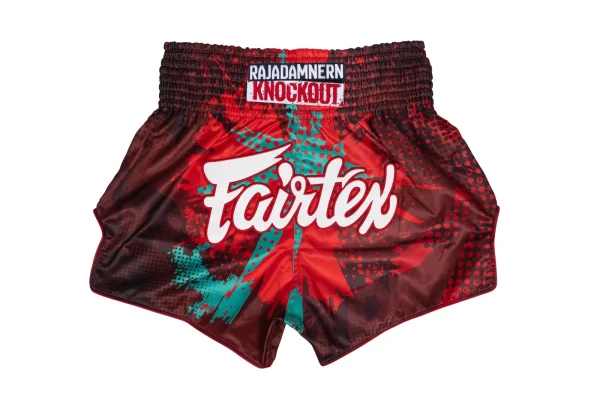 Fairtex RKO01 RKO Muay Thai Shorts in Red – front view Fairtex RKO01 RKO Muay Thai Shorts in Red – front view
