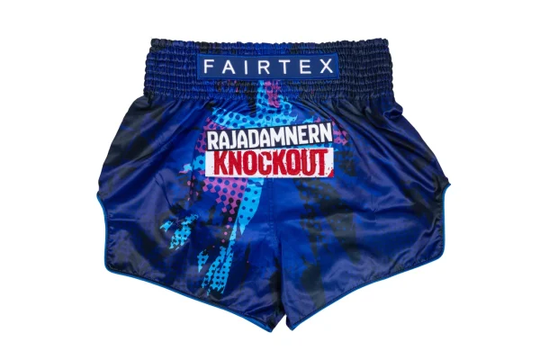 Fairtex RKO02 RKO Muay Thai Shorts in Blue – front view Fairtex RKO02 RKO Muay Thai Shorts in Blue – front view