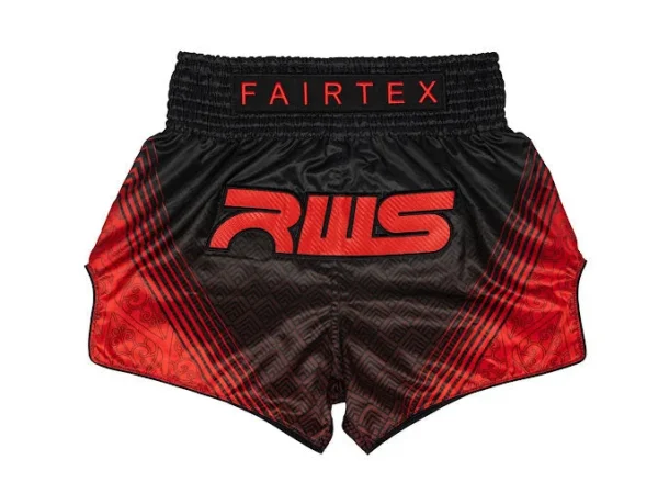 Fairtex RWS01 RWS Muay Thai Shorts in Black/Red – front view