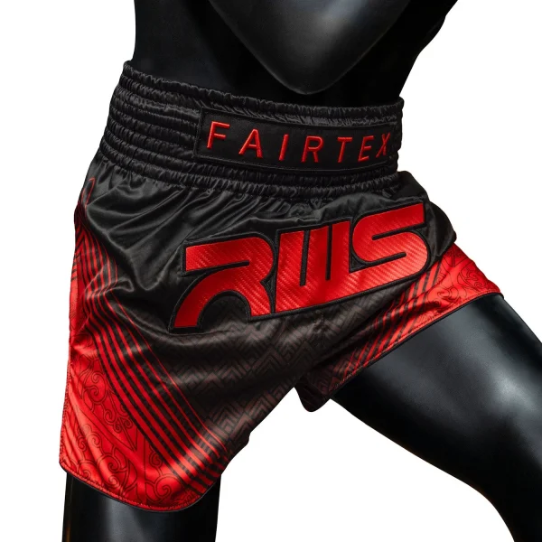 Fairtex RWS01 RWS Muay Thai Shorts in Black/Red – view 4