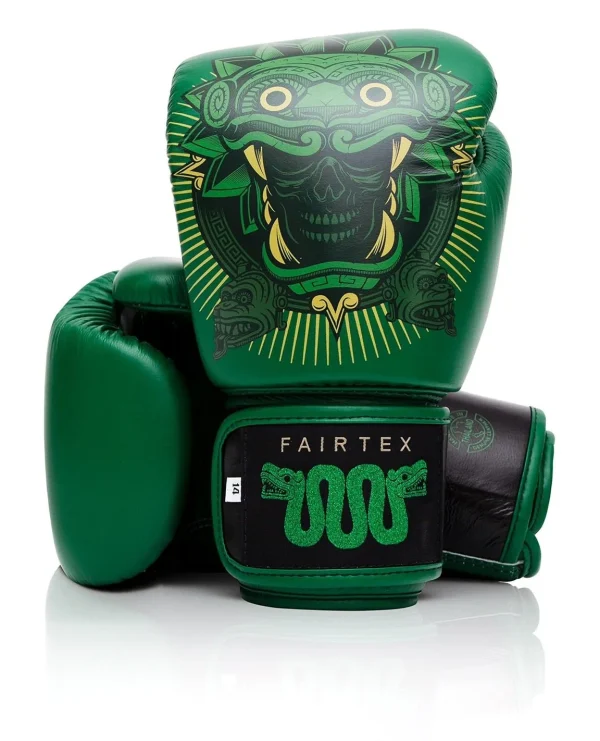 Fairtex Resurrection Tom Atencio Boxing Gloves in Black – front view Fairtex Resurrection Tom Atencio Boxing Gloves in Green – front view